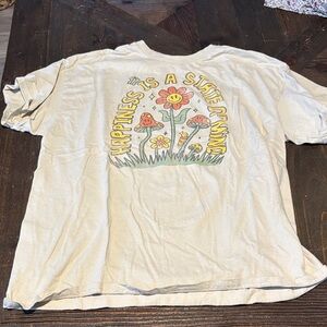Cream Graphic Tee with Floral Design